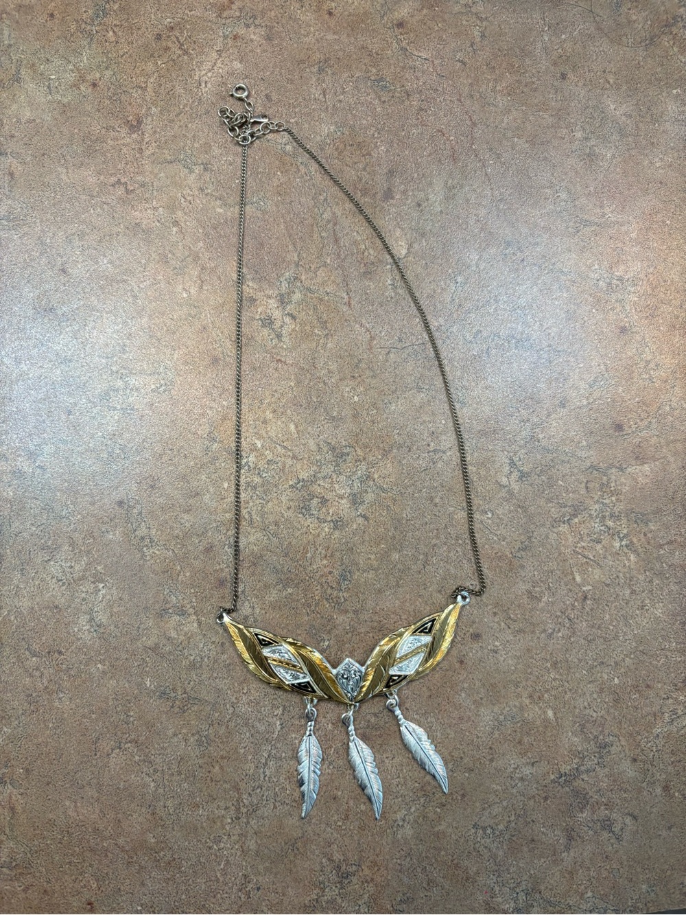 Montana Silversmiths Two-Tone Gold & Silver Feather Pendant Necklace